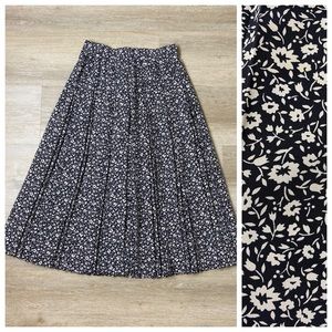 Vintage St. Michael Floral Pleated Midi Skirt